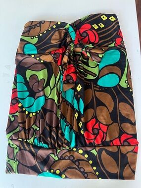 NaNa Multicolor Strapless Cover-Up Skirt — Black, Turquoise, Brown & Red